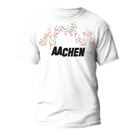 Karneval T-Shirt – Konfetti-Dom mit Aachen Schriftzug